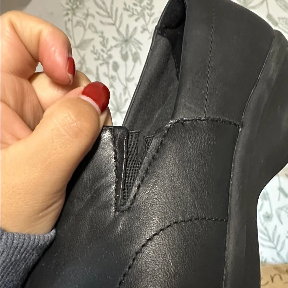 Worx Womens Black Leather Slip On Work Comfort Slip Resistant Shoes Sz‎ 10 M